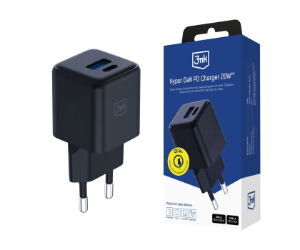 Ładowarka i akumulator 3MK Hyper GaN Charger 20W QC4+ PD PPS USB 1A1C Black EU